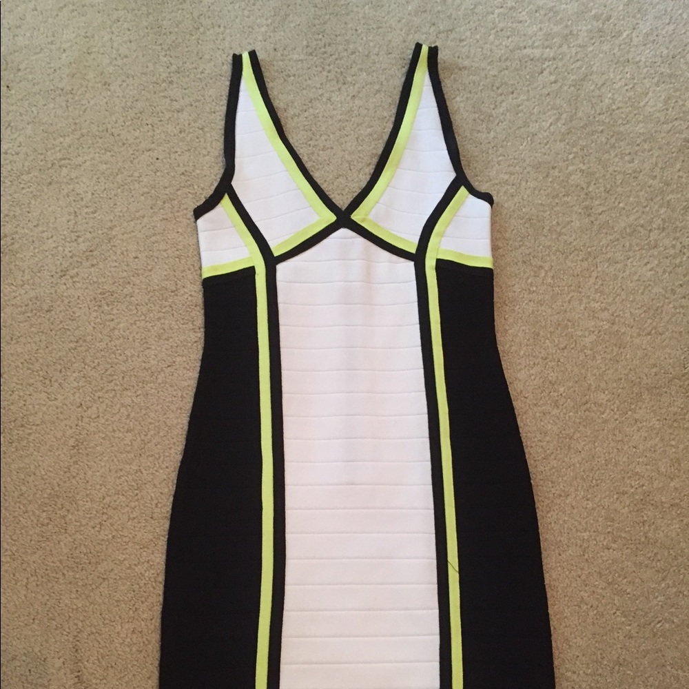Bebe Black/White/Neon Dress